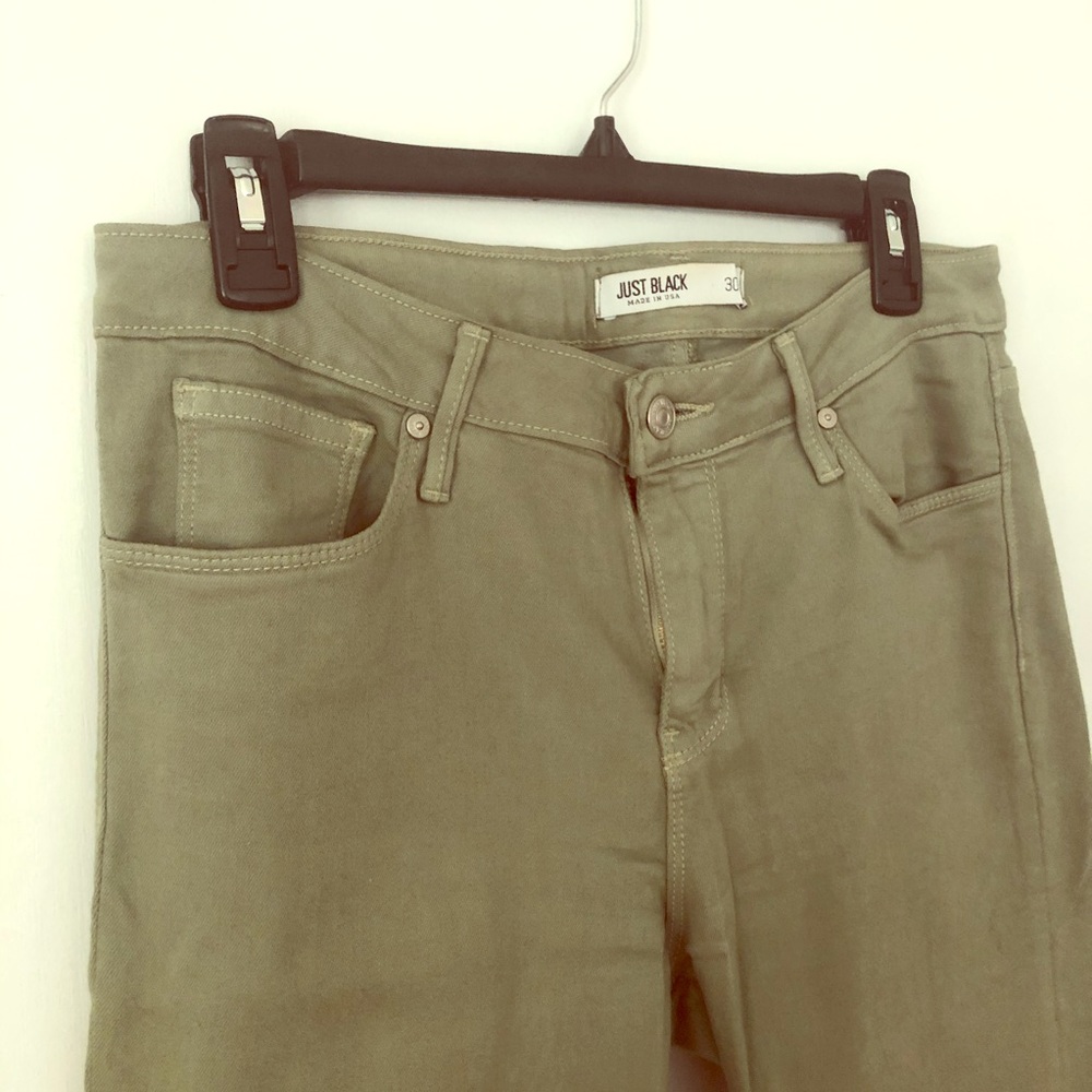 Soft and stretchy olive skinny jeans